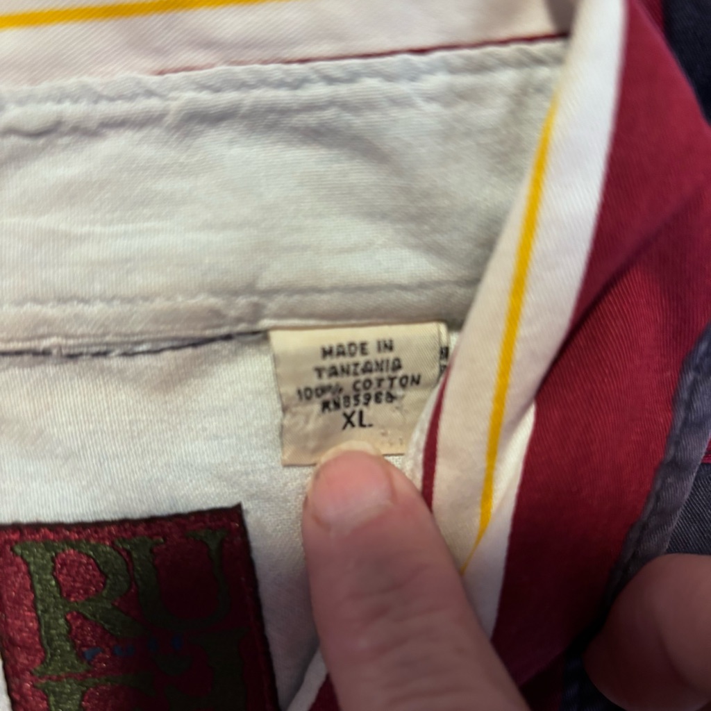 Vintage 90’s Striped Men's Buttondown Shirt - Blue, Red, Yellow, Green — image 8 of 8